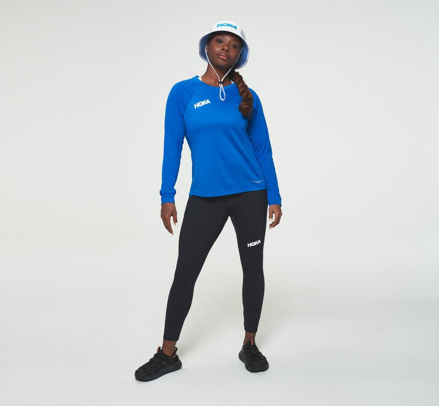 Hoka One One Performance Lång Sleeve Top Dam - Blå - TSFPC-1627